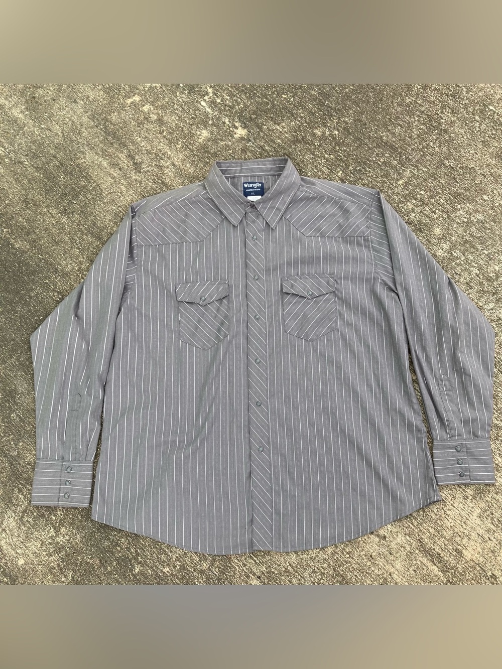 Wrangler Mens Western Pearl Snap Shirt XXL Pinstriped Metallic Gray Long Sleeve